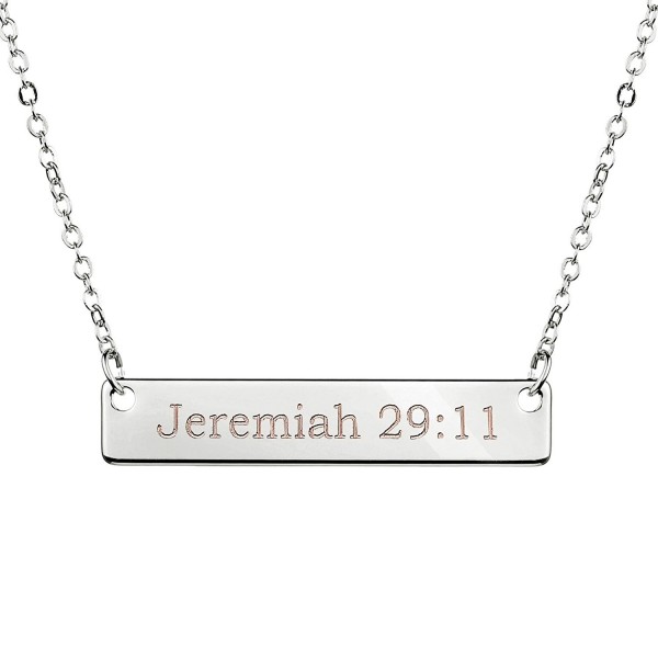 Silver Christian Bar Necklace Bible Verse Necklace Faith Necklace Sister Necklace Baptism Gift Birthday - C81845MNG23