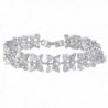 EVER FAITH Women's Full Prong Cubic Zirconia Wedding Floral Leaf Tennis Bracelet Clear Silver-Tone - CD11PBYPBGZ