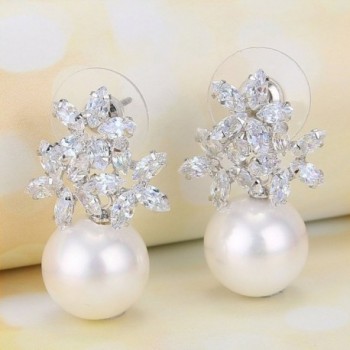 EVER FAITH Simulated Earrings Silver Tone in Women's Stud Earrings