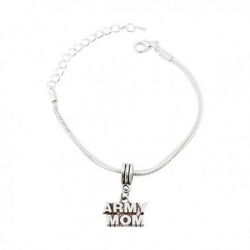 Army Mom Snake Chain Charm Bracelet - C012OCW939A