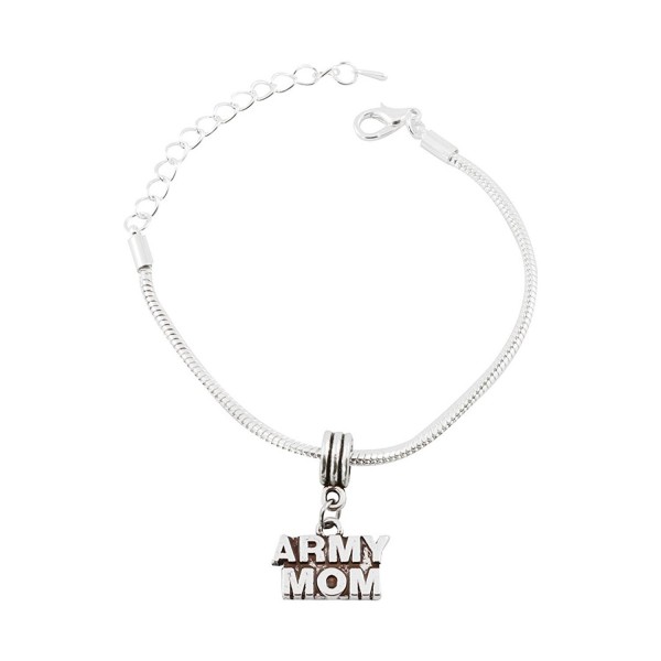 Army Mom Snake Chain Charm Bracelet - C012OCW939A