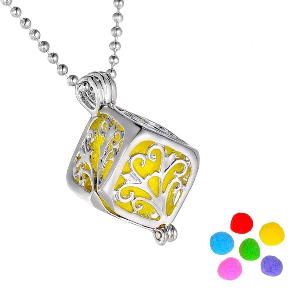 HooAMI Square Box Magical Aromatherapy Essential Oil Diffuser Necklace Pendant Locket Jewelry Gif Set - CZ12MQY6DSH