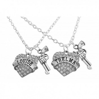 Thelma and Louise Best Friend SET of 2 Bling Heart Necklaces by Thinbleful Threads - C312KMA3CYJ