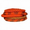 Elegant Orange and Gold Bead Handmade Bracelets Set- seed bead bracelet- roll on your wrist - C611FO4TO9R