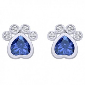 Heart Simulated Earrings Sterling Silver - Simulated Blue Sapphire - CX188LCQNHS