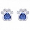 Heart Simulated Earrings Sterling Silver - Simulated Blue Sapphire - CX188LCQNHS