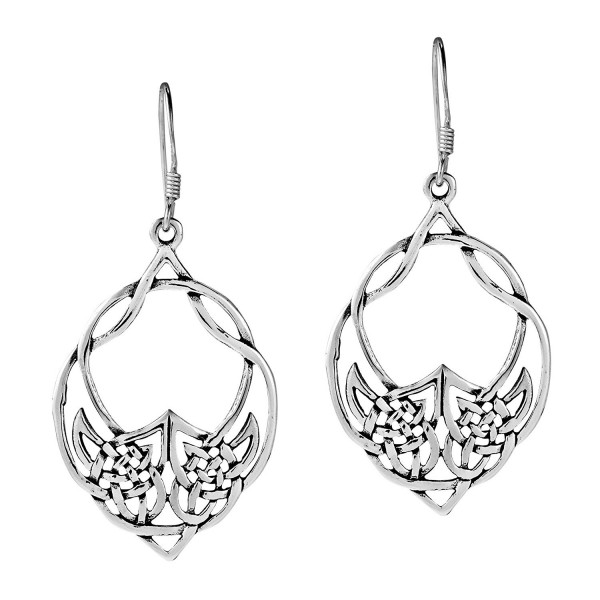 Unity Celtic Knot Oval .925 Sterling Silver Dangle Earrings - C411OQ0HG0T