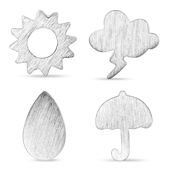 SHEGRACE Sunny Cloud Rain Earring Best Friend Ear Studs Gift - Silver - CI183KZMZAG