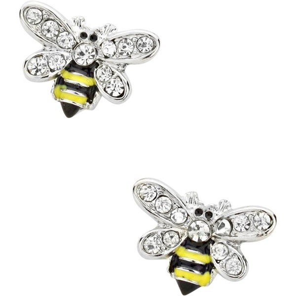 Liavys Bumble Bee Fashionable Earrings - Rhodium Plated - C117Y4AD90E