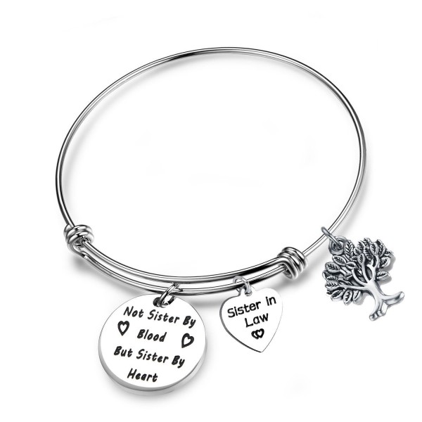 SEIRAA Best Friend Gift Sister In Law Bracelet Not Sister By Blood But Sister By Heart Bracelet Adjustable Bangle - C7186ZCDT25