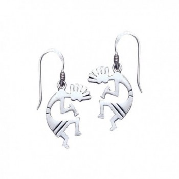 Kokopelli Southwestern Spirit of Music Sterling Silver Hook Earrings - C8111RES007