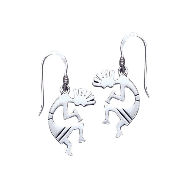 Kokopelli Southwestern Spirit of Music Sterling Silver Hook Earrings - C8111RES007