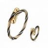 Stainless Steel Twisted Cable Wire Bangle Bracelets Rings Set for Women - C212MYZ9JB5