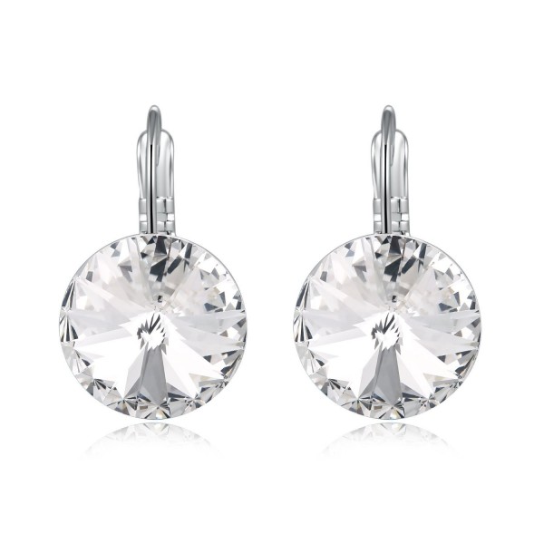GAEA H - Daily Wear Earrings Simple Round Earring Studs Crystals from Swarovski GHJE076 - White - CU12NS9JFY1