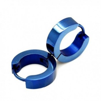 U2U Pair Of Stainless Steel Blue O-Rings Hoop Earring - CB11DFSLAF9