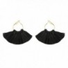 ROWAG Semicircle Fan Shape Tassel Hoop Earrings for Women Bohemian Statement Fringe Thread Drop Earrings - Black - CY189ZUXMD7