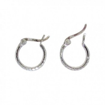 Sterling Silver Diamond Cut Click-down Hoop Earrings- .50 inch (12mm Diam) (1.5mm Tube) - C712FCDZVX7