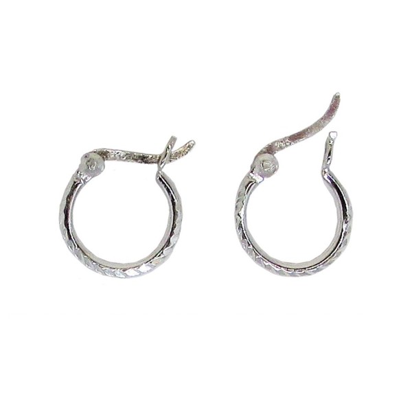 Sterling Silver Diamond Cut Click-down Hoop Earrings- .50 inch (12mm Diam) (1.5mm Tube) - C712FCDZVX7