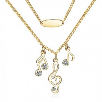 CONNIE.Y 14k Rose Gold Plated Lady Fashion Necklace Musical Note Design - Gold - CM17YSRA9H3