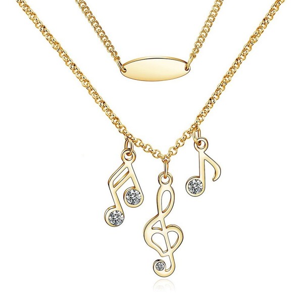 CONNIE.Y 14k Rose Gold Plated Lady Fashion Necklace Musical Note Design - Gold - CM17YSRA9H3