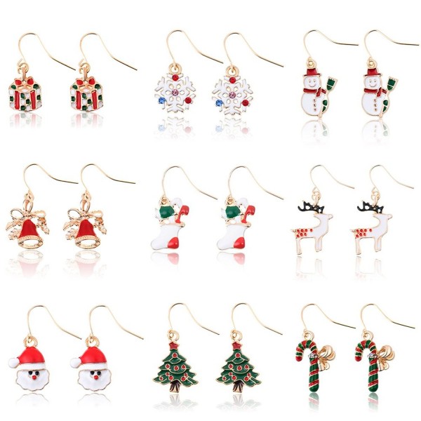 Miraculous Garden 9 Pairs Christmas Drop Dangle Earrings Jewelry Set for Thanksgiving (9 Pairs) - CH12NRG0F1Y