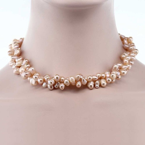 Amazing 8mm Pink Double Twist Cultured Freshwater Pearl Necklace 18" - CI117L64AQR