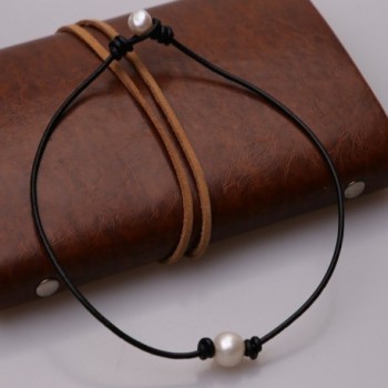 Cultured Freshwater Leather Necklace Handmade