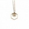Freena Design Honeycomb Initial Necklace Engraved Golden Double Hexagon - CS12CKJ8L0V