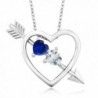 0.99 Ct Blue Simulated Sapphire Sky Blue Aquamarine Silver Heart & Arrow Pendant - CX128NXR569