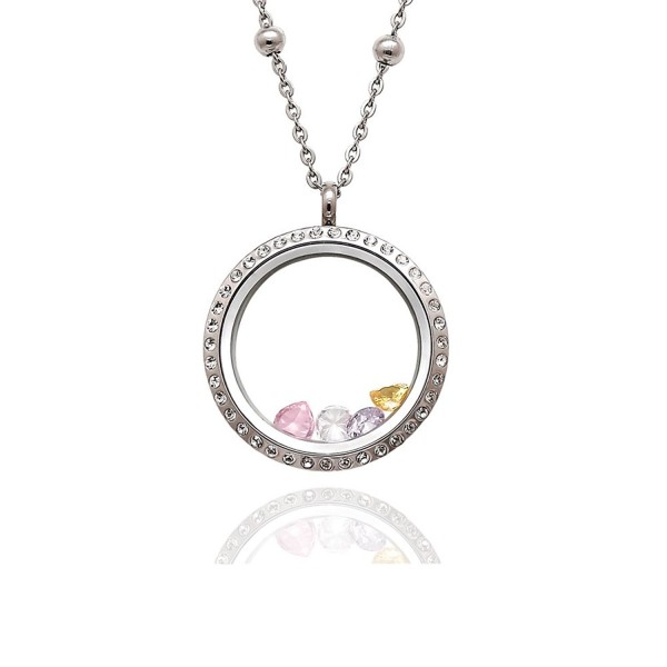 EVERLEAD 316L Stainless Steel Floating Charm Locket living memory locket pendant with Czech Crystals - C4123JE5799