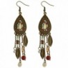 Boho Retro Brown Long Tassel Drop Beaded Charms Earring Fish Hook Dangle Earrings - Colorful - C012N2E6EMS