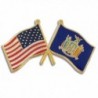 PinMart's New York and USA Crossed Friendship Flag Enamel Lapel Pin - CV119PEM86N