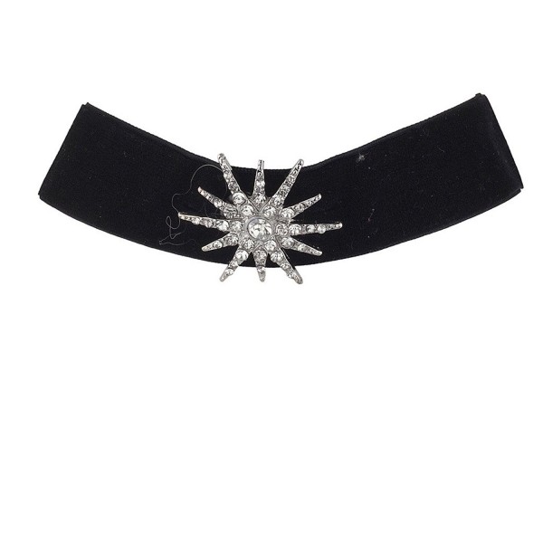 Lux Accessories Wide Black Velvet Choker Rhinestone Pave Silvertone Starburst - CJ12NSEFPGD