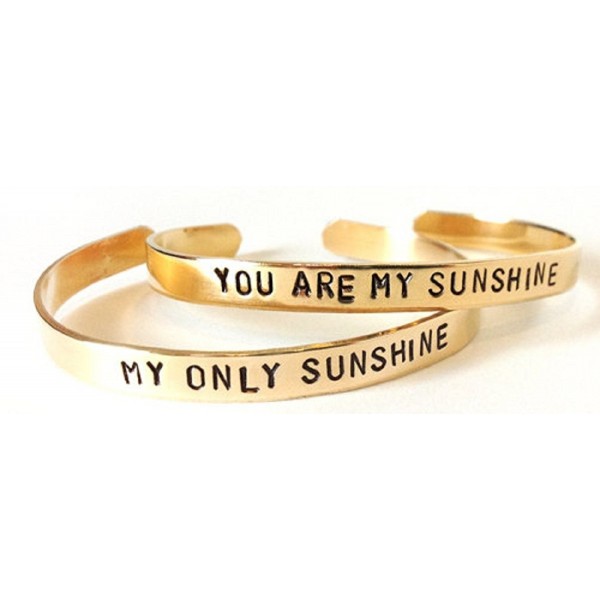 Mother Daughter Jewelry - Best Friend Brass Bracelets - You Are My Sunshine My Only Sunshine - CS11MHYRGIX