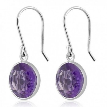 Purple Amethyst Silver Dangle Earrings