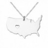 Joyplancraft Large America Necklace-America Map Pendant-Personalized USA State Necklace With A Heart - CB12DDCEOA9