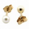 14k Yellow or White Gold or Sterling Silver Freshwater Cultured Pearl Stud Earrings - C911IWQYBAP
