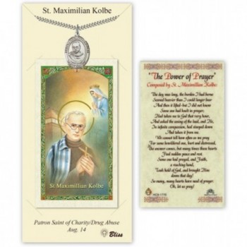 Saint Maximilian Kolbe Medal Pendant Necklace Comes with a 24 Inch Stainless Silver Curb Chain - C311L2EPFHD