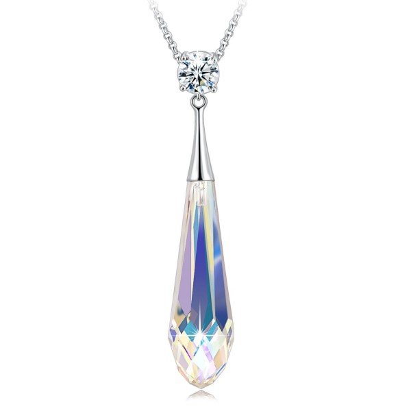 Swarovski Necklace Teardrop Crystals Birthstone - Light Grey - CV1843X3IYY