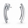 Bling Jewelry Modern Polished Double Curved Bar Stud earrings 925 Sterling Silver 25mm - CB128Z1B3NF