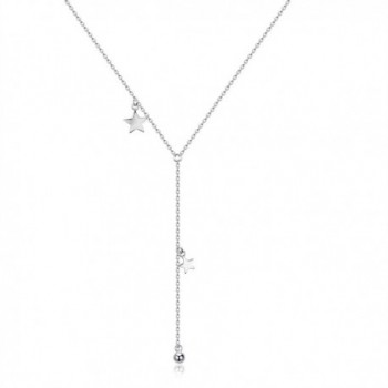 925 Sterling Silver Women Y Style Star Minimalist Drop Pendant Necklace Jewelry Gift - White Gold - CY1882OOQGG