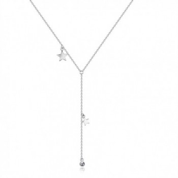 925 Sterling Silver Women Y Style Star Minimalist Drop Pendant Necklace Jewelry Gift - White Gold - CY1882OOQGG
