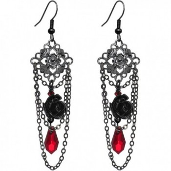 Body Candy Black Copper Plated Gothic Black Rose Dangle Earrings Created with Swarovski Crystals - C6127NA4P8X