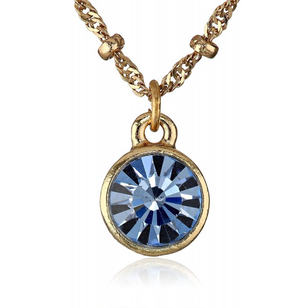 1928 Jewelry "Best of Times" 14k Gold Dipped Pendant Necklace- 16" - Gold/Blue - CV11KBIGBDN