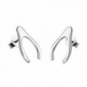 925 Sterling Silver Good Luck Jewelry Fashion Cute Wishbone Stud Earrings for Women Girls - CD17YGQU5S5