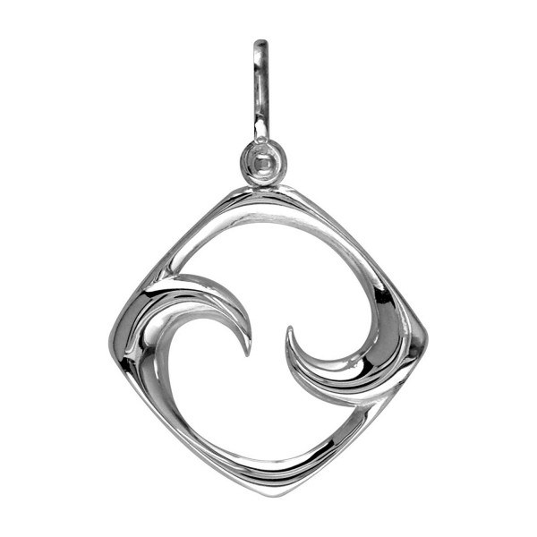 Small Diamond Shape Maori Koru New Beginnings Charm with Two Curls in Sterling Silver - CR119OD0IG7