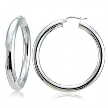 Hoops & Loops Sterling Silver 5mm High Polished Medium Round Hoop Earrings - C912CLAMEID