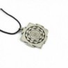 Hindu Sri Yantra for Growth and Healing Amulet Pewter Pendant with Cord Necklace - CW1155N8KFV