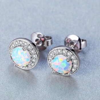 Dwearbeauty Plated Zirconia Earrings Round Shape