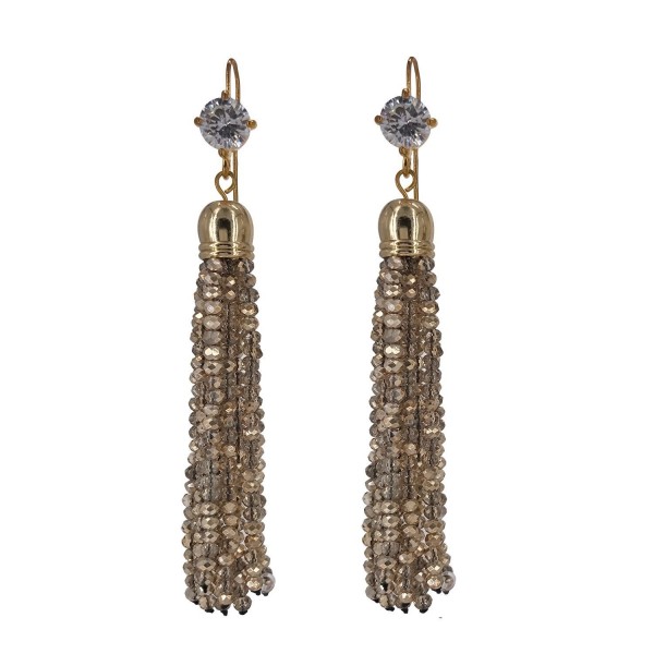 J.Shine Women Girl Created Crystal Golden Shadow Tiny Beaded Tassel Earring GE609 - CC12MZDNJ6I